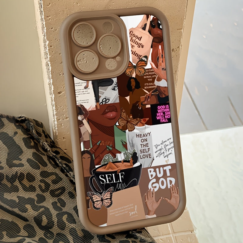 High Bamboo Brown Slogan Pattern TPU Anti-Fall Full Coverage Precision Protective Case for Apple iPhone6/7/8/X/Xs/Xr/Xs Max/11/12/13/14/15/16Pro Max